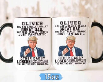 Lustiger Trump Dad Becher, personalisiertes Vatertagsgeschenk, bester Vater Lustiger Becher, Trump Dad Kaffeetasse, Papa Tasse von Tochter, Papa Geburtstagsgeschenk