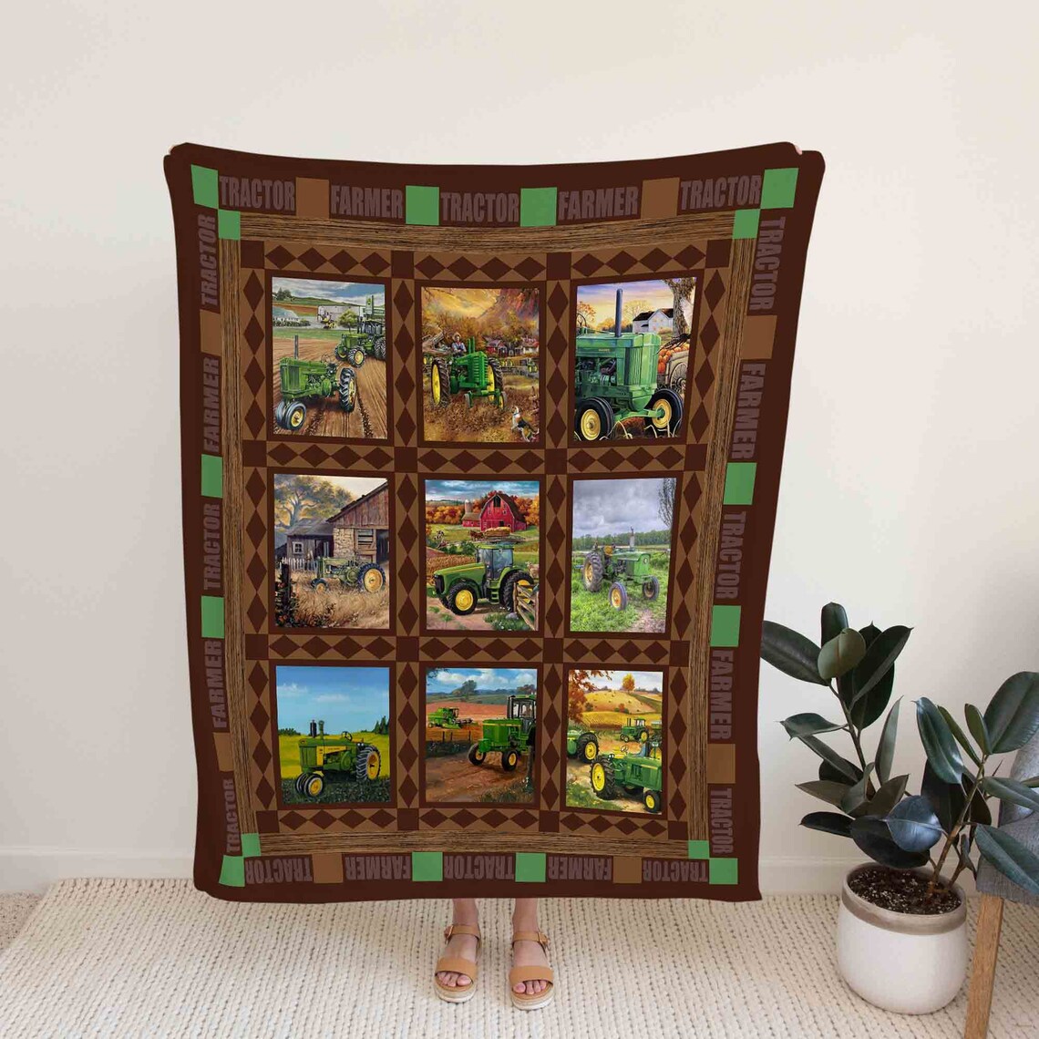 Tractor Blanket Tractor Fleece Sherpa Blanket Tractor Daddy Etsy