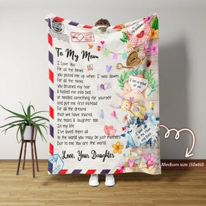 De filha para cobertor de mãe, cobertor de mãe, para minha mãe cobertor, cobertor de nome personalizado, presentes para mãe, presente de aniversário para ela, cobertor de carta