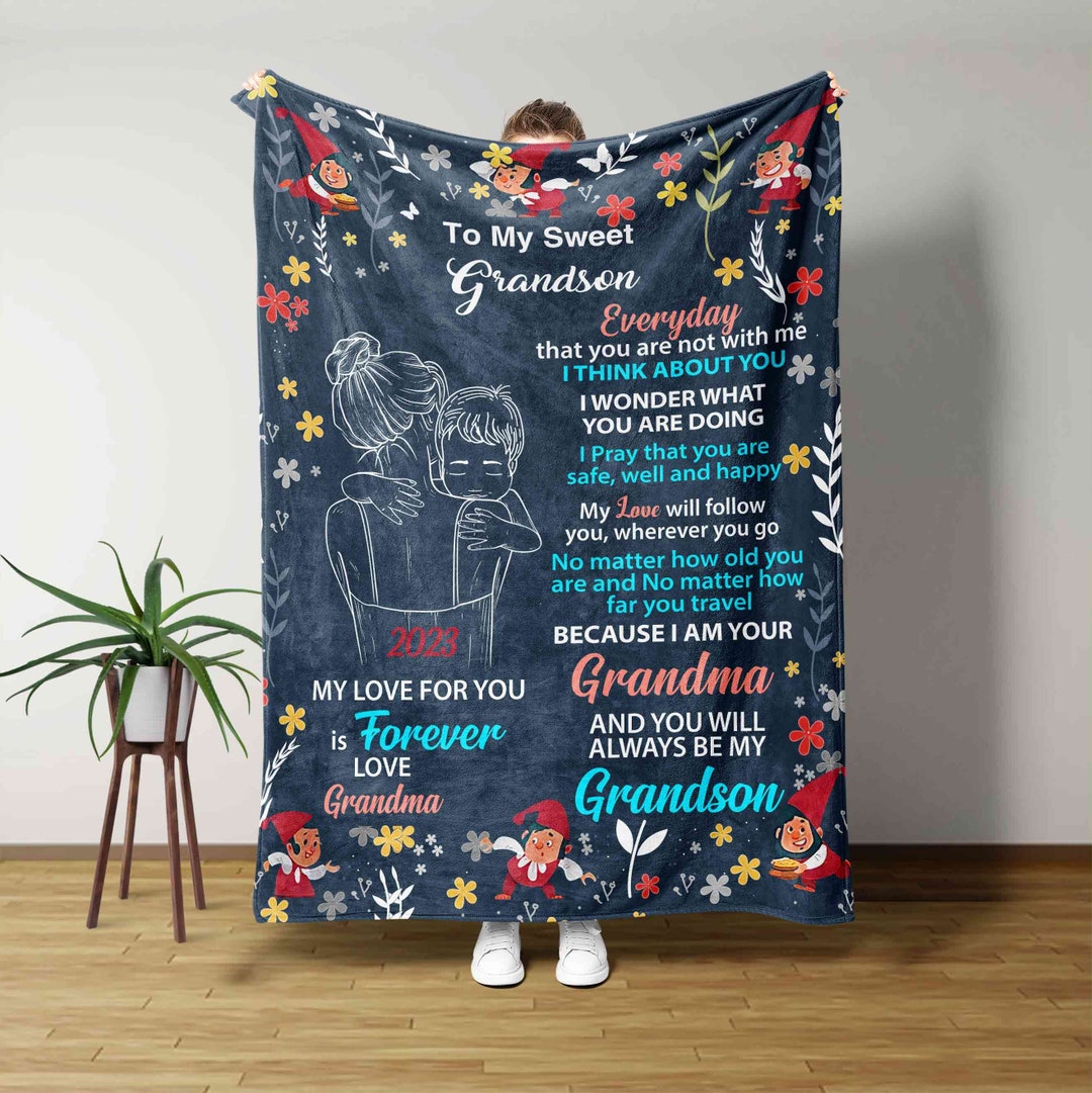 My Sweet Grandson Blanket Family Blanket Personalized Name Etsy