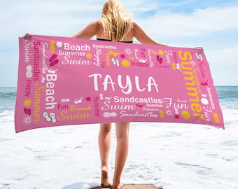 Custom Name Beach Towels, Summer Beach Towels, Personalized Beach Towel, Beach Towels on sale, Pool Towels