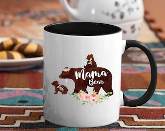 Personalized Mama Bear Mug, Mama Bear Mug, Mom Coffee Mug, Mom Mug With Kids Names, Mom Gift From Kids, Mothers Day Gift, Mom Birthday Gift