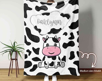 Personalisierte Kuh-Baby-Decke, kundenspezifische Baby-Decke, Kuh-Decke, Familien-Decke, Baby-Decke, Baby-Decke für Kuh-Liebhaber, Babyparty-Geschenk