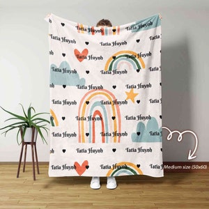 Custom Rainbow Blanket, Custom Baby Blanket, Baby Blanket, Personalized Baby Blanket, Baby Blanket With Name, Rainbow Blanket, Gift for Girl