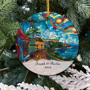 Addobbo natalizio personalizzato di San Juan, addobbo di San Juan Porto Rico, decorazioni di San Juan Porto Rico, regalo di Porto Rico, regalo di viaggio di San Juan
