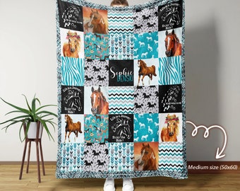 Custom Horse Blanket With Name, Horse Baby Blankets, Horse Lover Gift, Horse Throw Blanket, Horse Gift For Girl, Horse Blanket