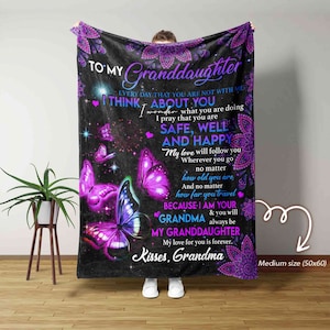 To My Granddaughter Blanket, Custom Name Blanket, Grandpa Blanket, Family Throw Blanket - Blankets for girls and boys