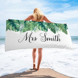 Bride Beach Towels, Tropical Beach Towels, Personalized Beach Towels, Custom Beach Towels, Beach Towels on sale
