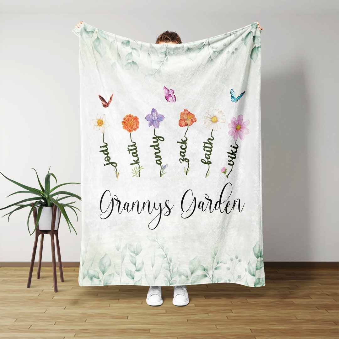 Mom's Flower Garden Blanket, Birth Month Flower Blanket, Mother's Day