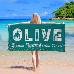 Personalize Dance Towel, Dance With Peace Crew Beach Towel, Yoga towel & Dance Towel, Gymnastics Towel