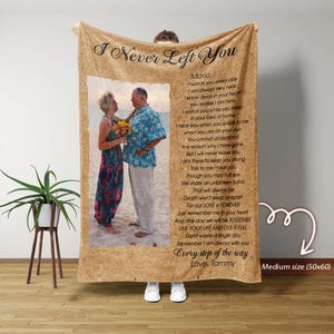 Manta "Nunca te dejé", manta con foto personalizada, manta de recuerdo, manta "En memoria amorosa", mantas para regalo, manta conmemorativa