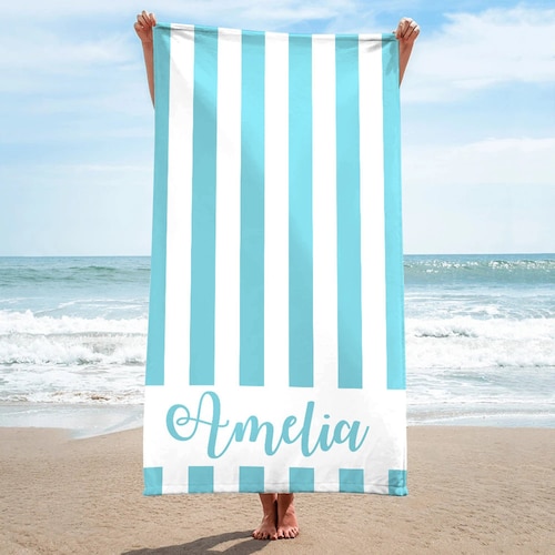 Striped Beach Towels Personalized Beach Towel Custom Beach Etsy
