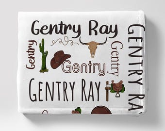 Manta de regalo personalizada con temática de vaquero para bebé niño, mantas para bebé con nombre para niño, manta con nombre personalizado, manta con estampado de vaquero