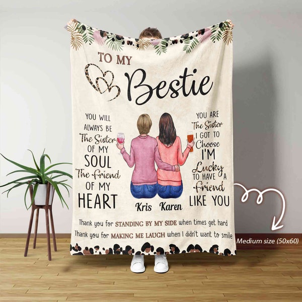 Couverture Bestie personnalisée, Couverture À ma meilleure amie, Couverture meilleur ami, Couverture de l'amitié, Couverture avec prénom personnalisé, Cadeau bestie, Cadeau pour meilleure amie