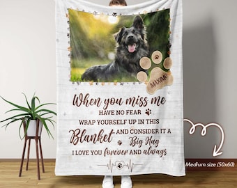 Personalized Pet Memorial Blanket, Custom Pet Photo Collage Blanket, Sympathy Gifts for Loss of Loved, When you miss me