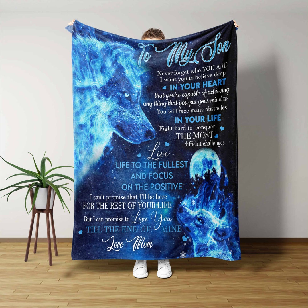 To My Son Blanket, Wolves Blanket, Blanket for Son, Family Throw