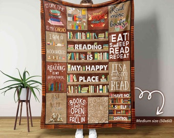 Reading Is My Happy Place Blanket, Book Blanket, Reading Blanket, Book Lover Gift, Books Reading Blanket, Reading Lover Gift