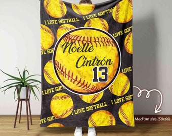 Personalized Name Blanket, Softball Blanket, Baseball Blanket, Gift Blanket