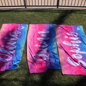 Custom Personalized Beach Towel - Tie Dye Design With Name, Edge-to-Edge Print, Adult Size