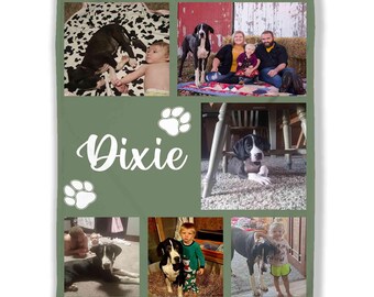 Couverture personnalisée pour collage photo de chien, couverture personnalisée avec image, couverture pour animal de compagnie, couverture personnalisée pour chien, cadeau pour papa chien, cadeau pour amoureux d'animaux de compagnie, cadeau pour maman chien