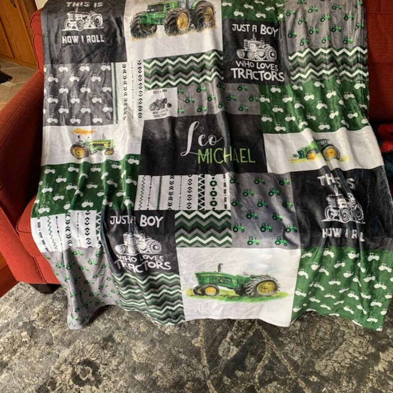 Just A Boy Who Loves Tractors Blanket, Custom Baby Blanket, Truck Blanket, Blanket For Baby, Gift Blanket For Boys, Blanket For Christmas image 3