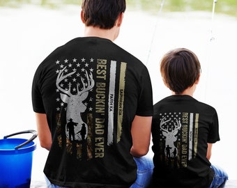 Best Bucking Dad Ever Shirt - Personalized Back Printed Shirt, Hunting Shirt, Custom Name Shirt, Gift For Dad, Hunting Lover Gift, Dad Shirt