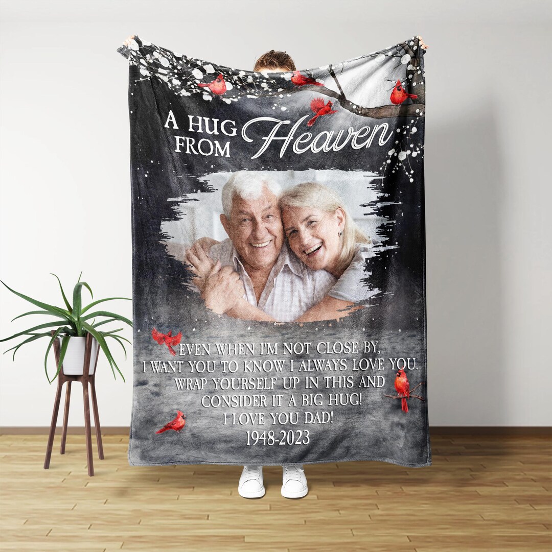 A Hug From Heaven Blanket, Memorial Blanket, Custom Photo Blanket