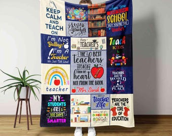 Personalized Teacher Blanket, Teacher Appreciation Gifts, Teacher Thank You Gift, Teacher Birthday Throw, Teacher Retirement Blanket