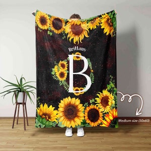 Custom Sunflower Blanket, Custom Blanket With Name, Sunflower Blanket, Sunflower Baby Blanket, Birthday Gifts Blanket, Gift Christmas