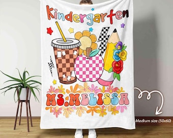 Personalized Teacher Name Blanket, Teacher Blanket, Kindergarten Teacher Blanket, Teacher Appreciation Gifts, Teacher Thank You Gift