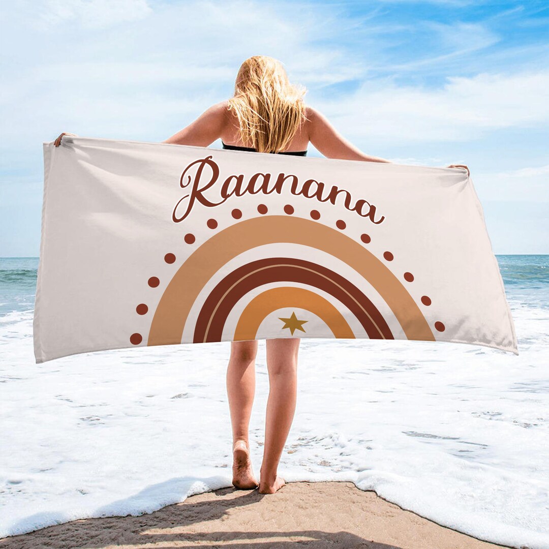 Boho Rainbow Beach Towel, Custom Beach Towels, Best Beach Towel, Best