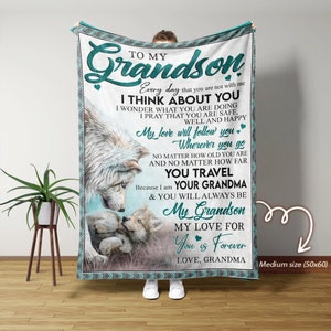 To My Grandson Blanket, Personalized Name Blanket, Wolves Blanket, Grandma Blanket, Family Throw Blanket, Blankets For Girls