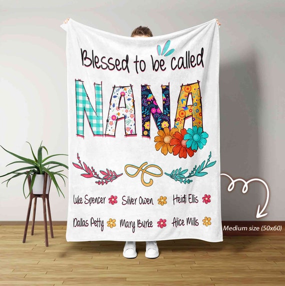 Blessed to Called NANA Blanket Flowers Garden Gift Grandma Gift Personalized Gift for Mothers Day Personalized Kid Names Blanket Etsy Israel