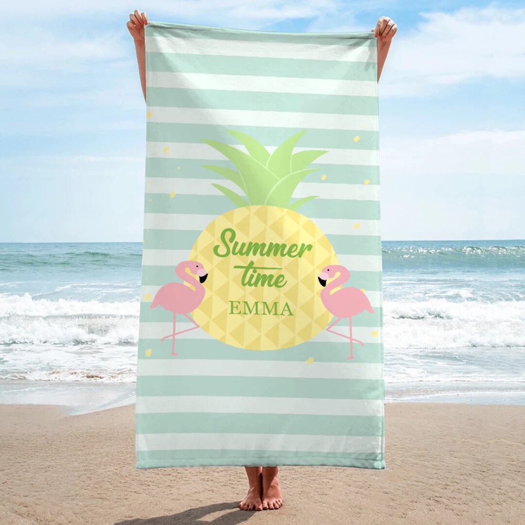 Pineapple Beach Towels, Personalized Beach Towel for Adult, Custom