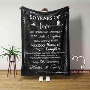 Personalized 50th Anniversary Blanket, Happy 50th Anniversary Blanket, Golden Anniversary Gift, 50th Anniversary Gift For Parent