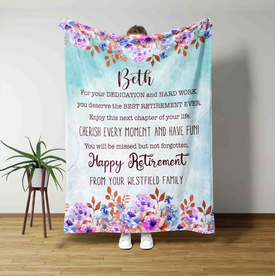 Custom Retirement Blanket, Retirement Gift for Her, Rose Style Blanket