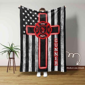 Cobertor de bombeiro personalizado, cobertor com bandeira americana, presente para bombeiro, cobertor com logotipo, cobertor para bombeiro, presente para bombeiro