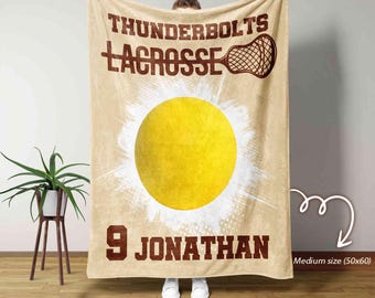 Personalized Lacrosse Player Blanket, Custom Sports Team Throw Blanket, Lacrosse Player Blanket, Lacrosse Lover Blanket, Lacrosse Throw