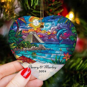 Personalized Cancun Ornament, Cancun Christmas Ornament, Mexico Holiday Ornament,  Mexican Beach Christmas Decor, Cancun Vacation Gift