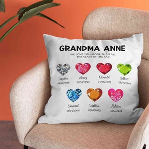 Almohada de piedra de nacimiento personalizada, almohada de abuela, almohada de piedra de nacimiento, regalo del Día de la Madre, regalo para la abuela, almohada para nietos para la abuela