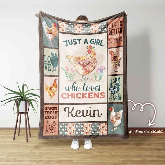 Just A Girl Who Loves Chickens Blanket, Chickens Blanket, Blanket For Girl, Farm Decor Blanket, Gift For Farmer, Christmas Gift