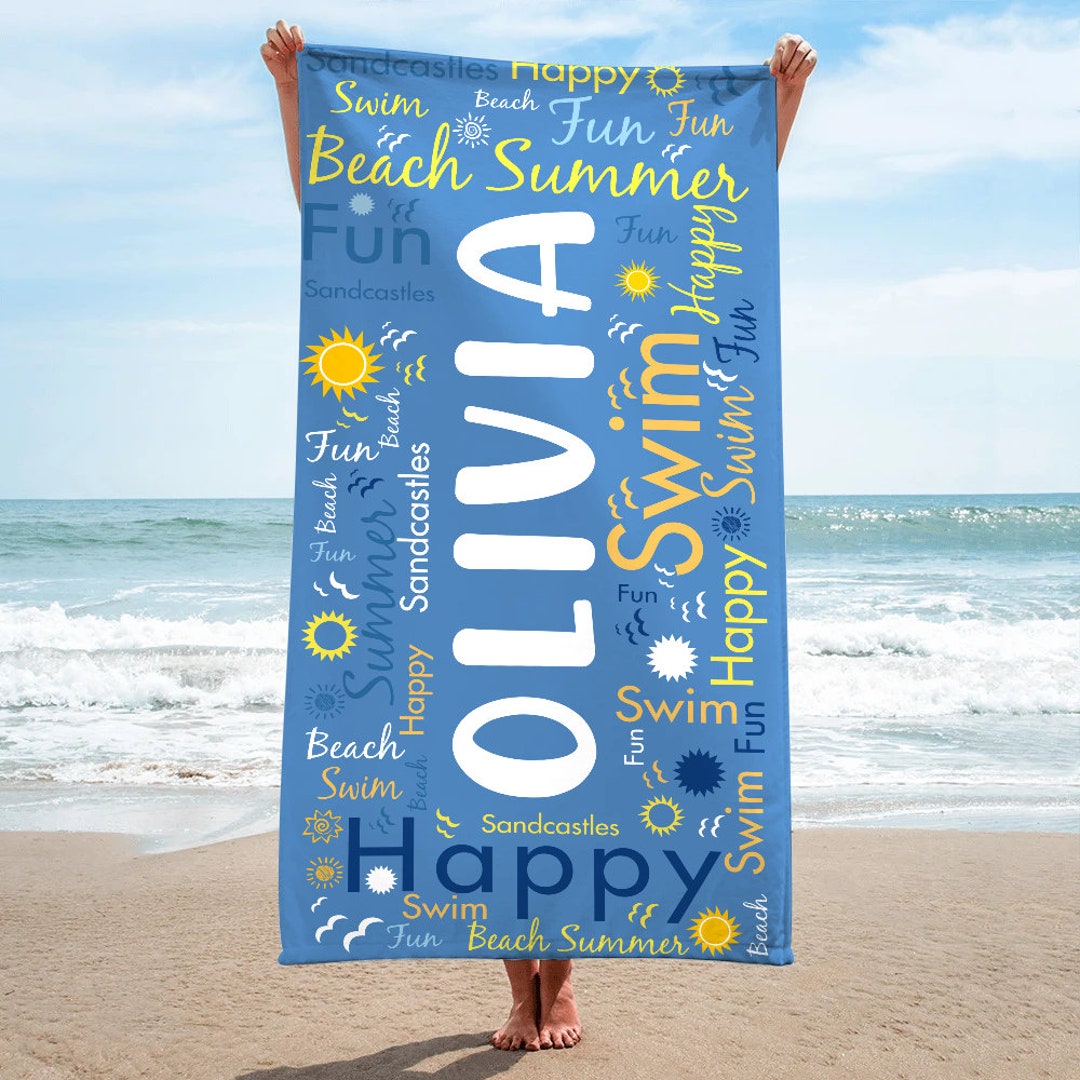 Custom Name Beach Towels, Monogrammed Beach Towels, Personalized Beach
