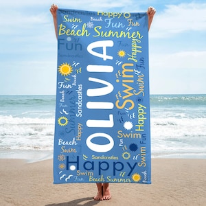 Custom Name Beach Towels, Monogrammed Beach Towels, Personalized Beach Towel, Beach Towels on sale, Pool Towels