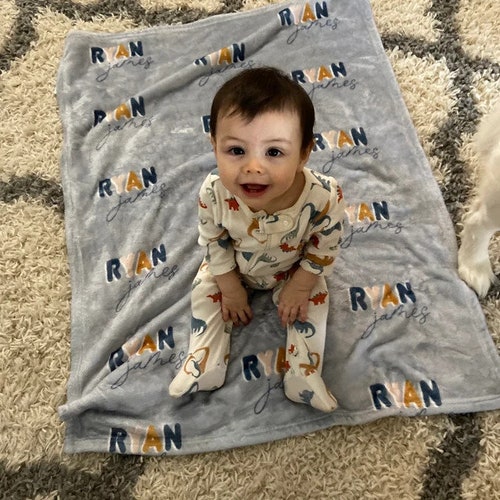 Airplanes Custom Baby Boy Name Blanket Personalized Baby Etsy