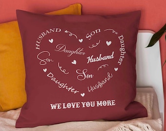 Almohada familiar personalizada, almohada con nombres, manta con forma de corazón y nombre, manta para abuela, regalos para la familia, regalo para padres