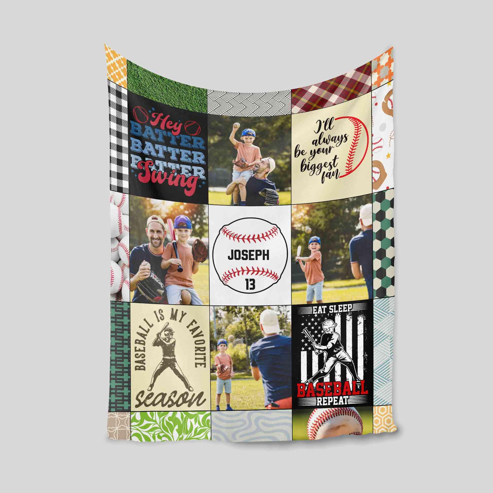 Personalized Baseball Blanket | Blanket With a Photo | Baseball Player or Fan Gift | Baseball Lover Blanket