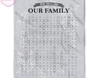 Personalized Here You'll Find Word Search Blanket Blanket, Custom Name Blanket, Family Blanket, Gift Blanket