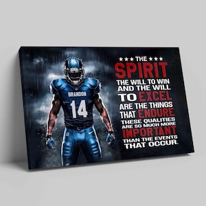 Personalized Football Canvas, Football Canvas Wall Art, Football Inspiration Canvas, American Football Poster, Custom Name and Number Canvas