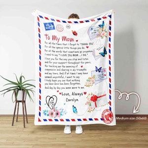 Manta para mamá, Manta para mi mamá, Manta para mamá, Manta con carta de hijo a mamá, Manta con nombre personalizado, El mejor regalo, Regalo de cumpleaños para ella