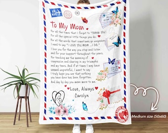 Manta para mamá, Manta para mi mamá, Manta para mamá, Manta con carta de hijo a mamá, Manta con nombre personalizado, El mejor regalo, Regalo de cumpleaños para ella